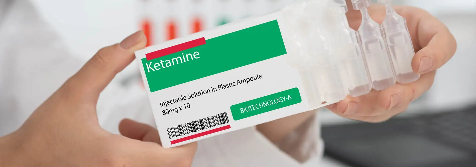 person holding Ketamine package